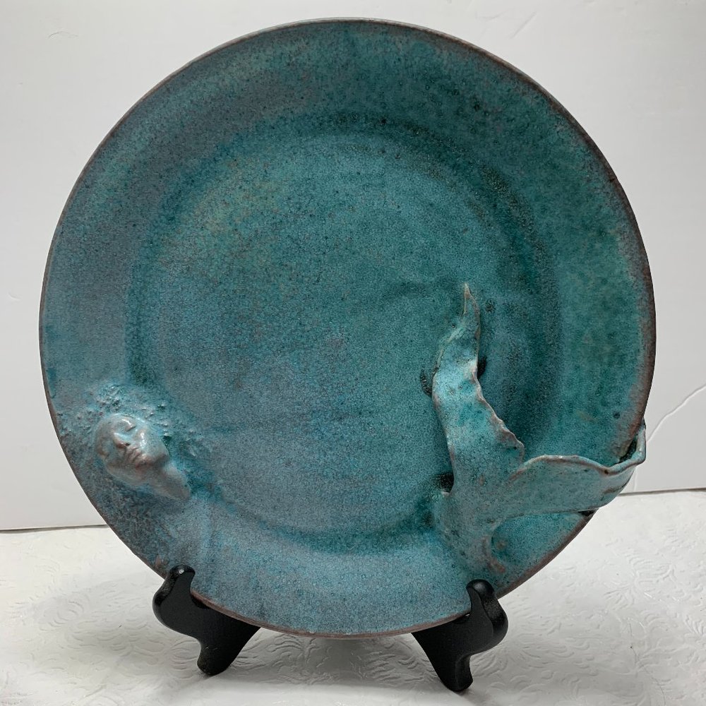 One of Kind Turquoise Mermaid Plate